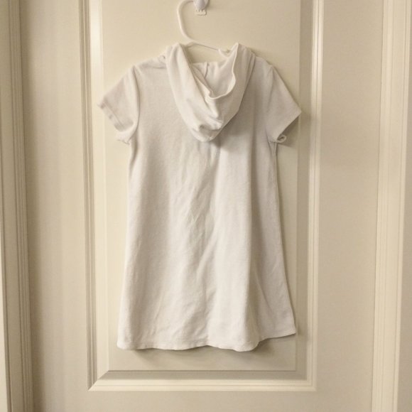 Girl's OP White Short Sleeve Hooded Full Zip Swimsuit Cover Up Size Med 7/8 - Picture 3 of 4